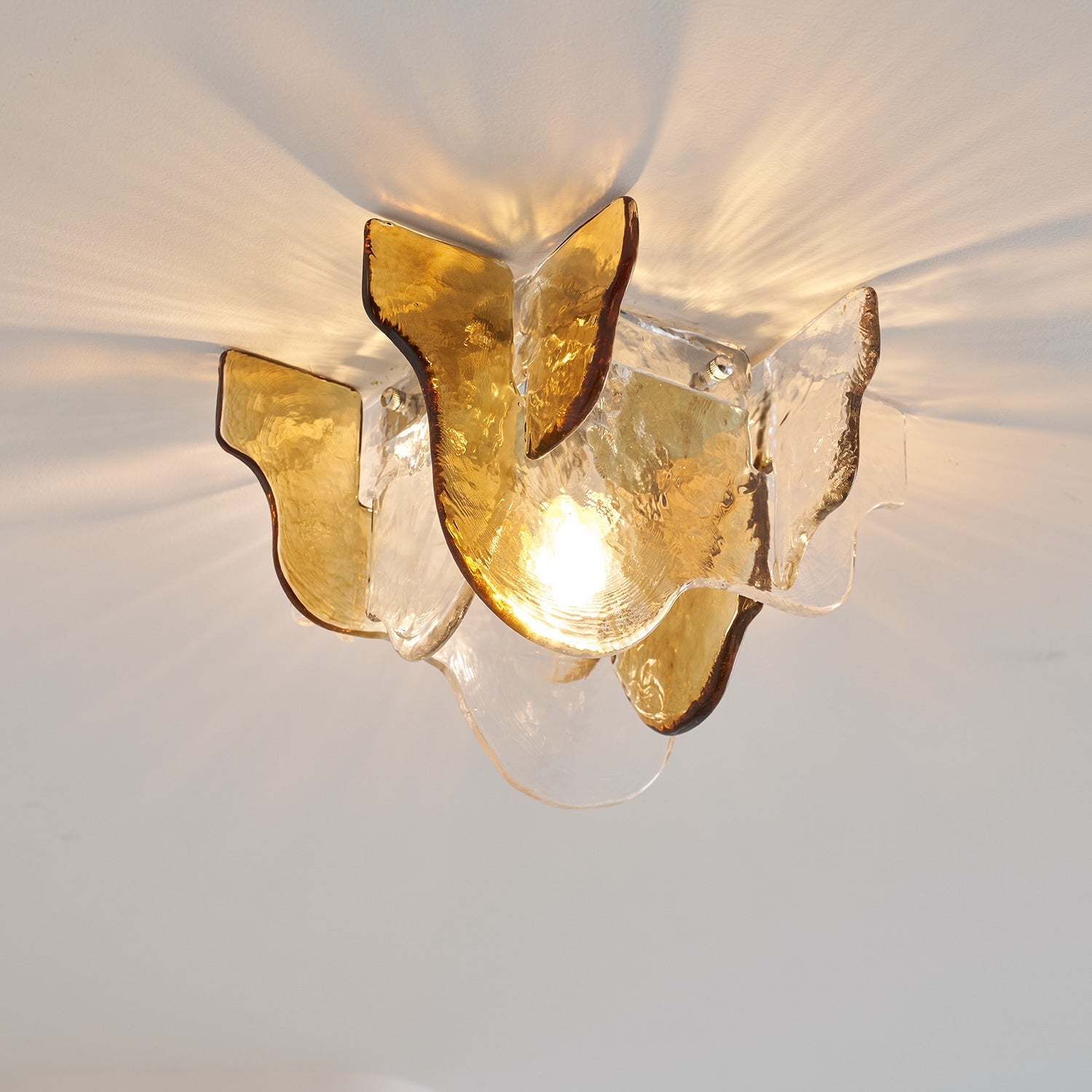 Plafondlamp Handgeblazen Glas Murano Stijl Smoke Gray Amber Clear | Sansoti