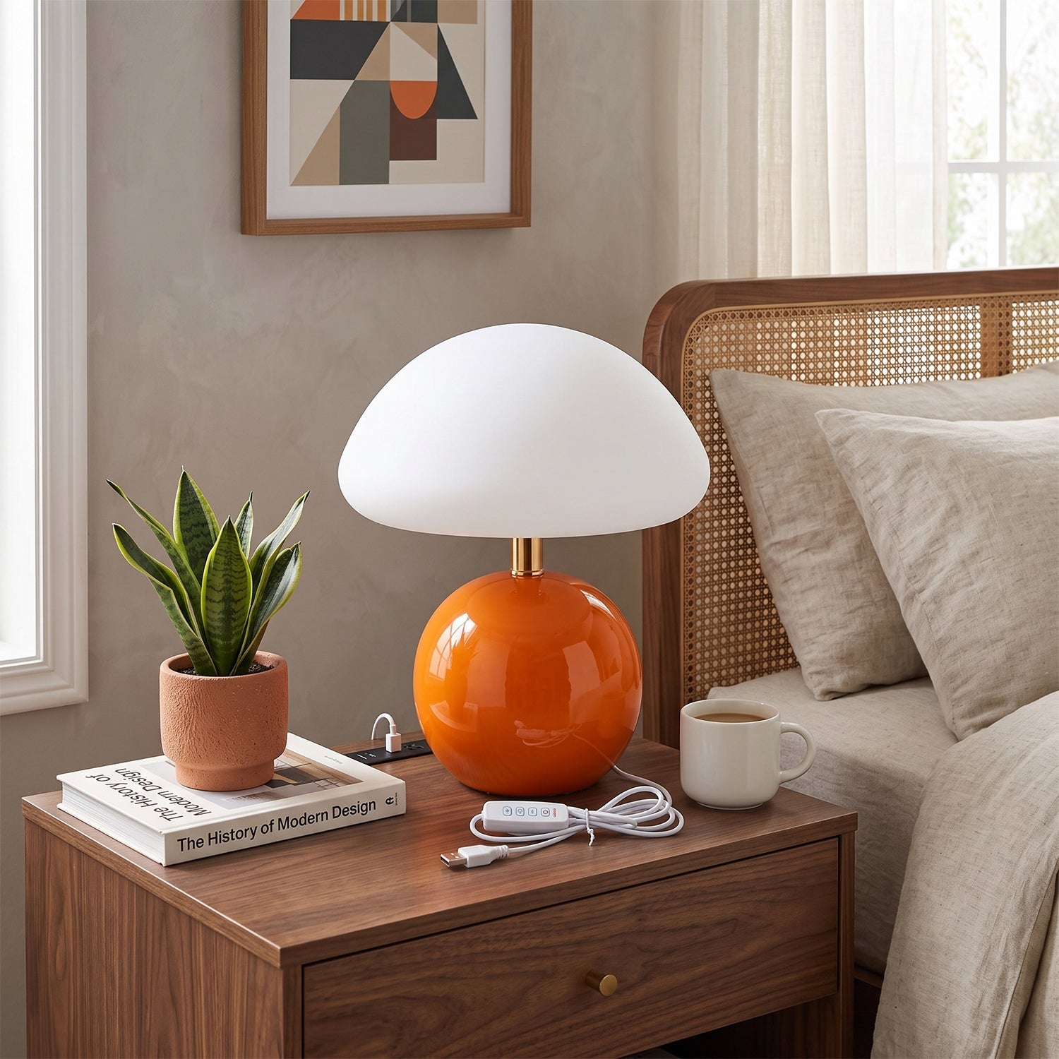 Keramische Tafellamp met Rotomold Kap - Warm Wit LED 3000K - Ø 20 cm - Scandinavische Designlamp | Sansoti