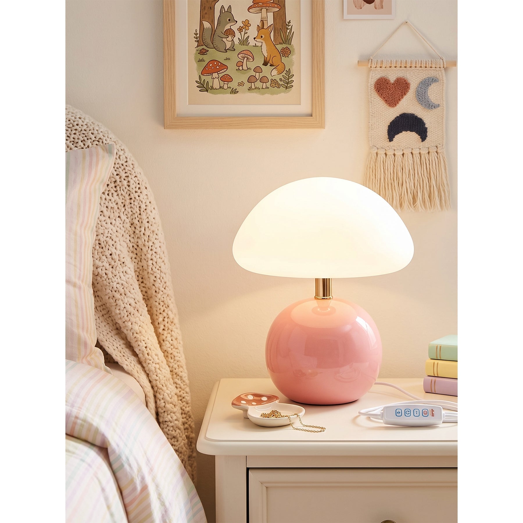 Keramische Tafellamp met Rotomold Kap - Warm Wit LED 3000K - Ø 20 cm - Scandinavische Designlamp | Sansoti