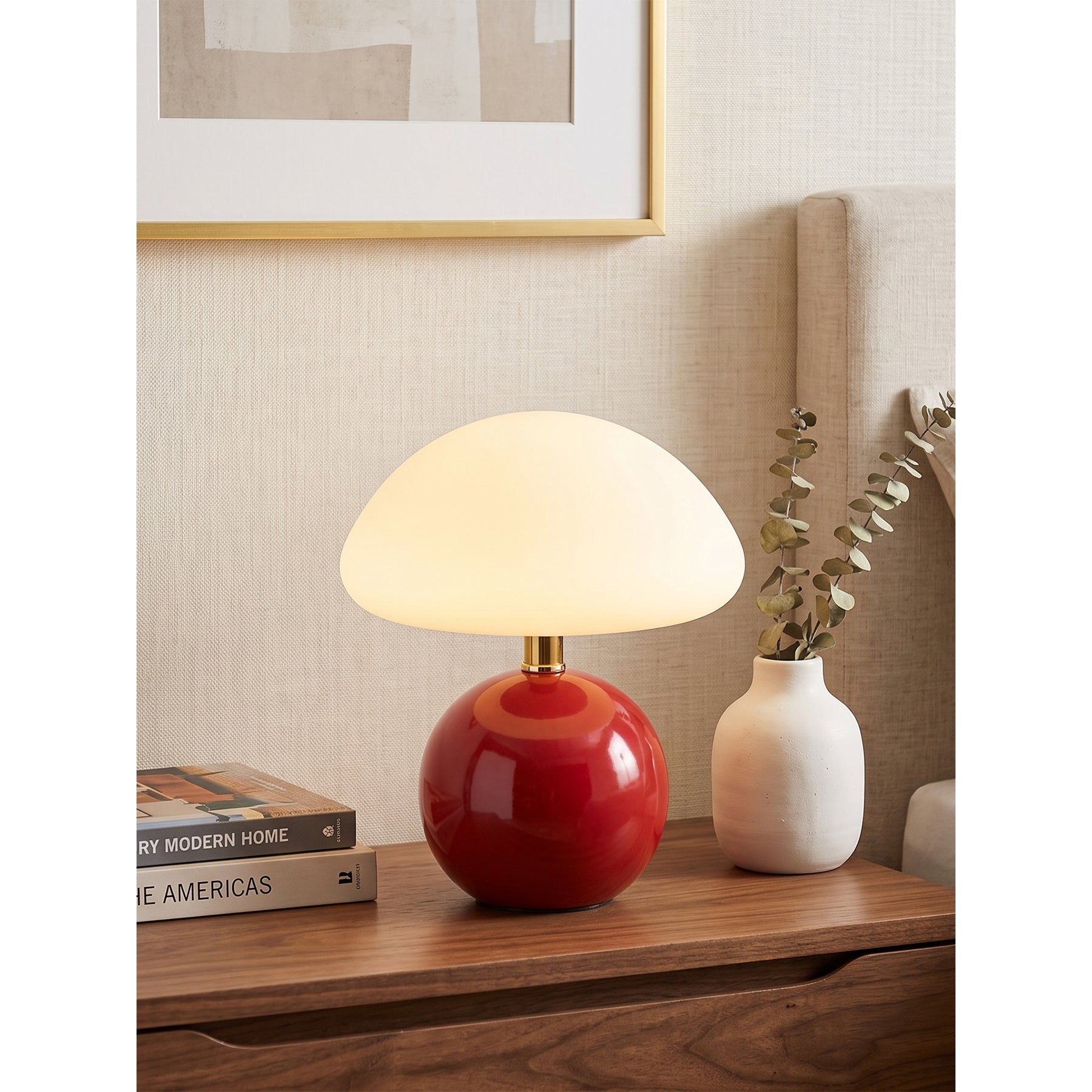 Keramische Tafellamp met Rotomold Kap - Warm Wit LED 3000K - Ø 20 cm - Scandinavische Designlamp | Sansoti