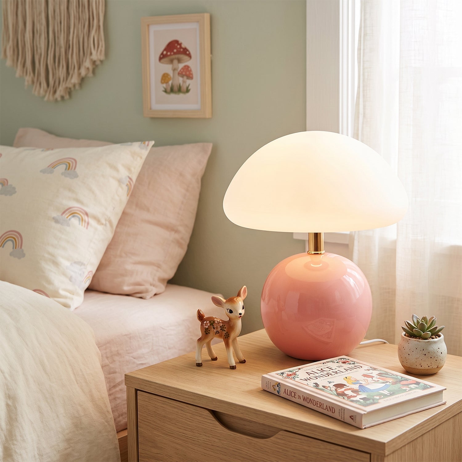 Keramische Tafellamp met Rotomold Kap - Warm Wit LED 3000K - Ø 20 cm - Scandinavische Designlamp | Sansoti