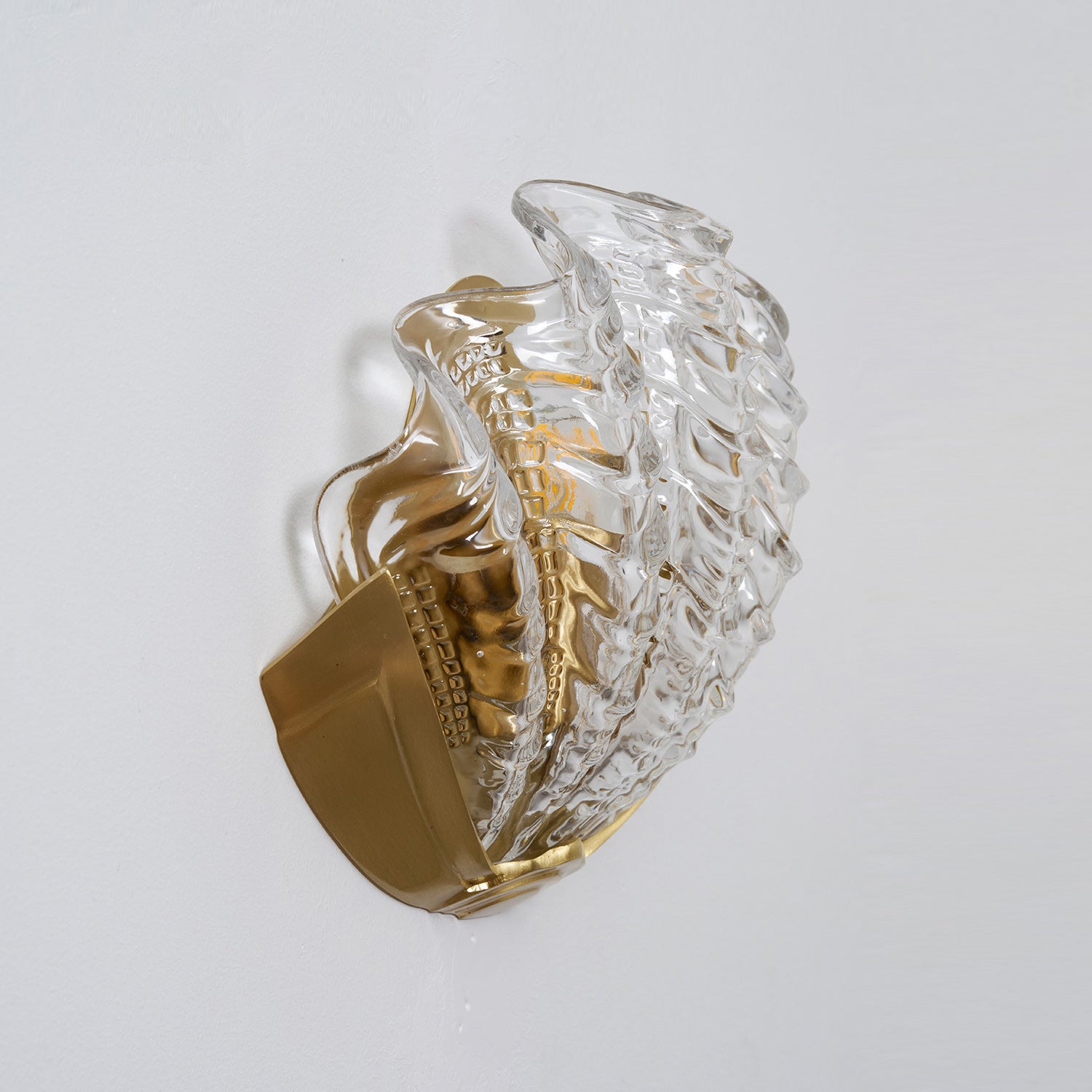 Glazen Wandlamp Schelp Design Messing & Glas Luxe Afwerking voor Gang en Slaapkamer | Sansoti