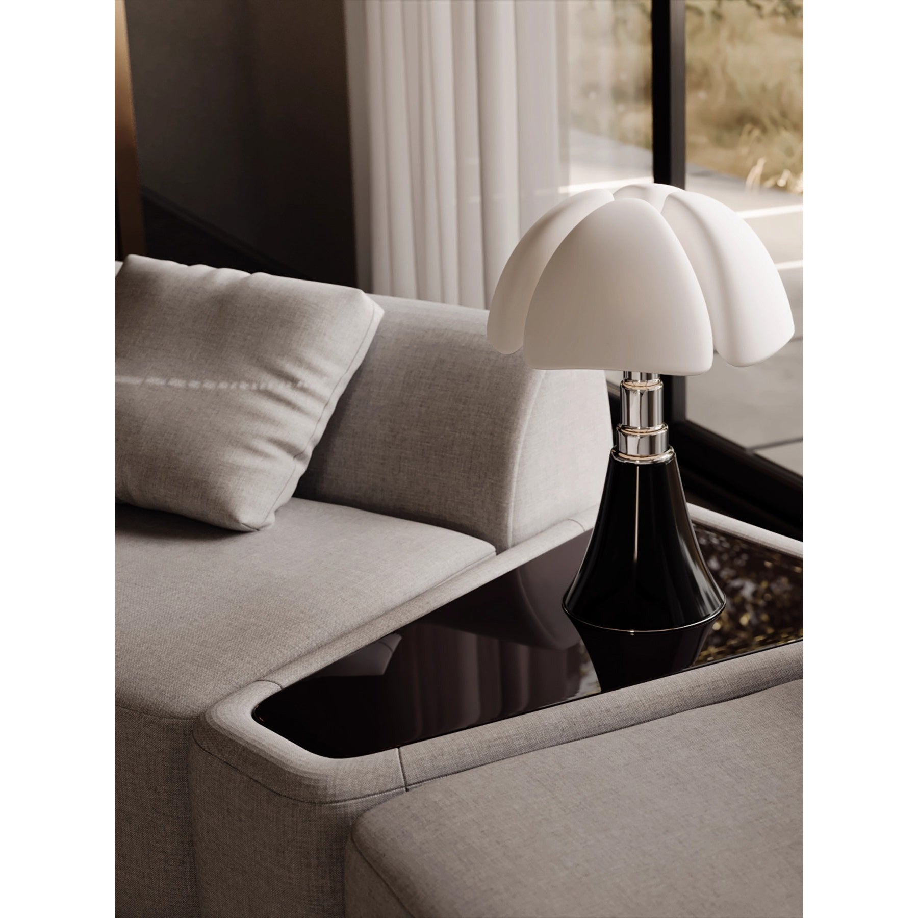 Moderne Design Tafellamp met In Hoogte Verstelbare Kap – Zwart Wit Geel Goud Chroom | Sansoti