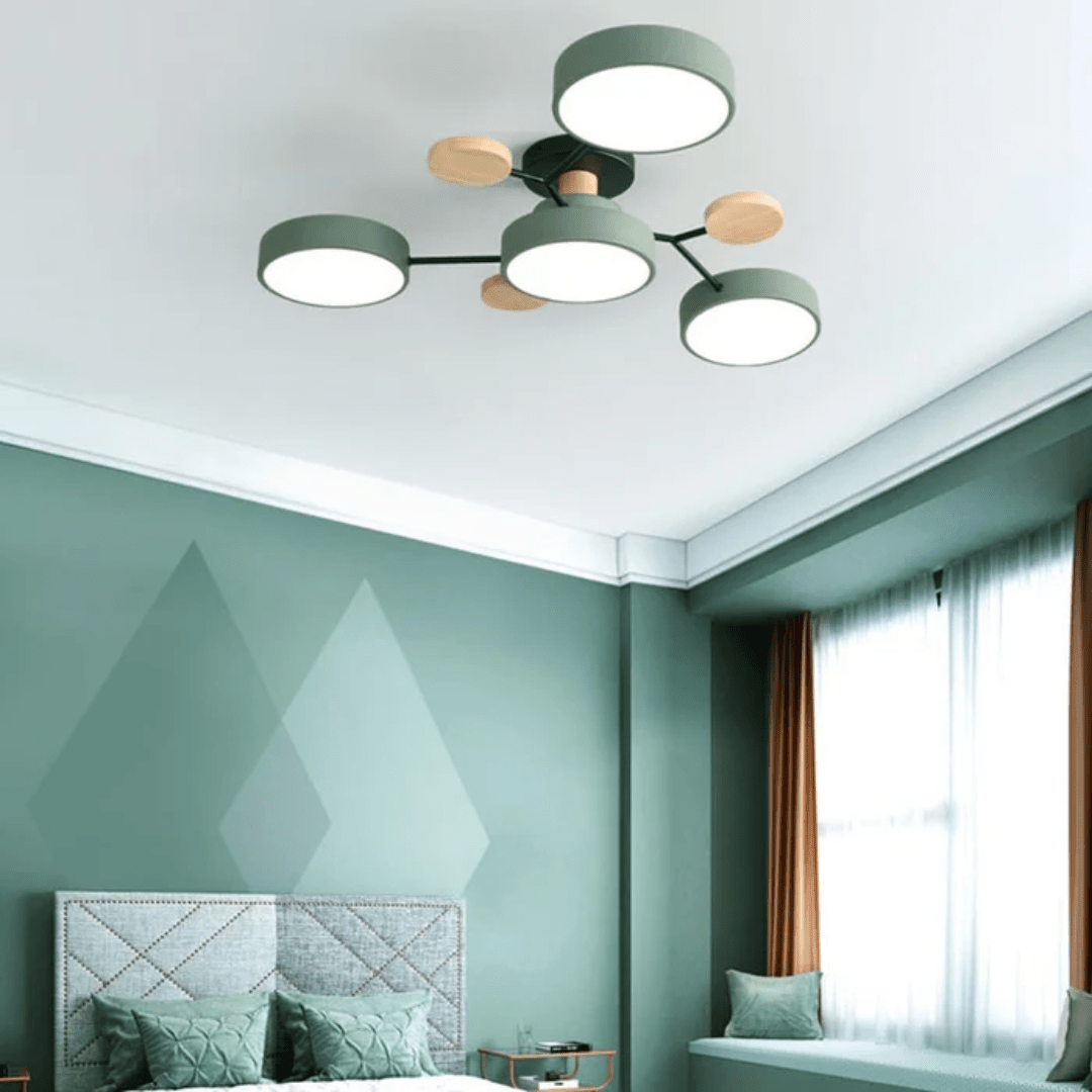Runde LED-Deckenleuchte Holz Metall Modernes minimalistisches Design 89cm Warmweiß Beleuchtung Wohnzimmer Schlafzimmer | Sansoti