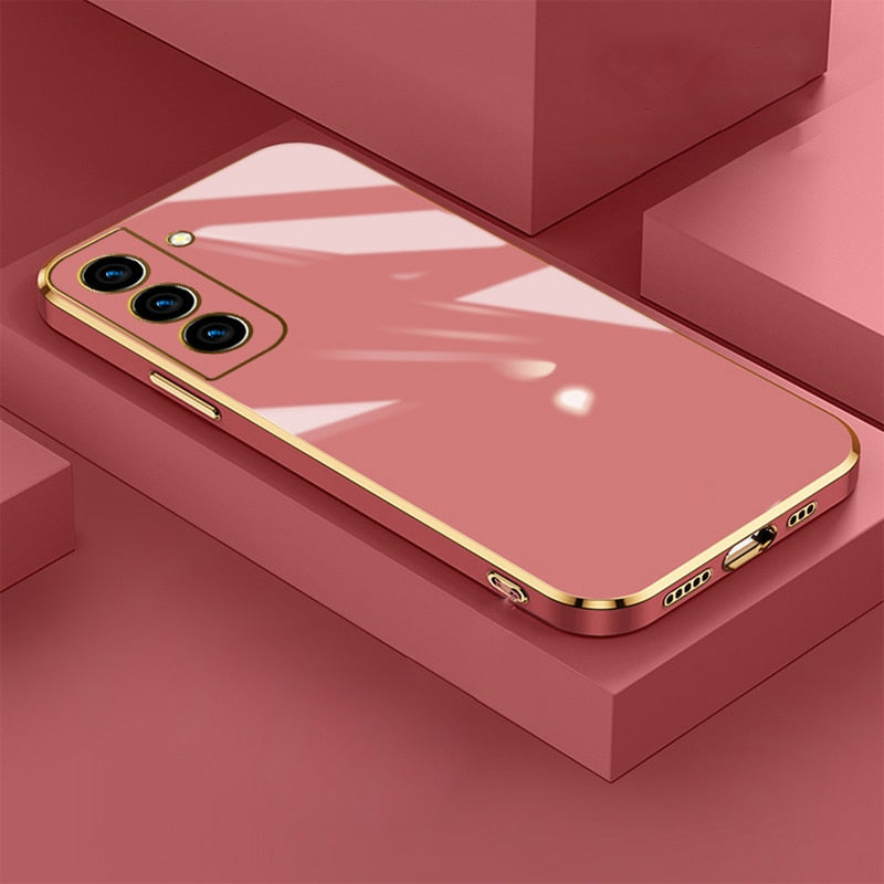 Etui na telefon ze złotą obwódką do Samsung Galaxy | Ochronne etui z TPU z miękką podszewką z mikrofibry | Sansoti