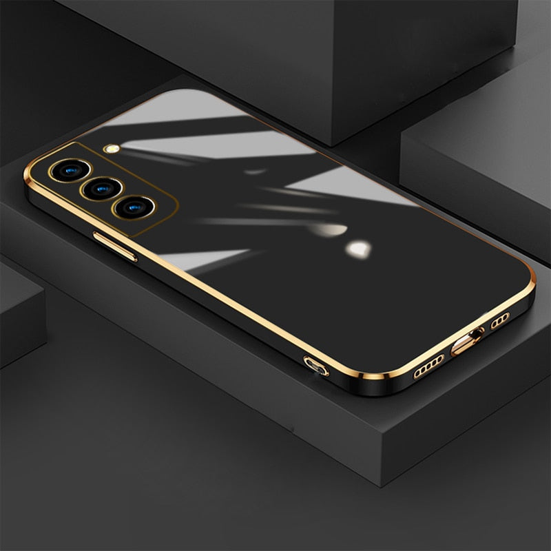 Etui na telefon ze złotą obwódką do Samsung Galaxy | Ochronne etui z TPU z miękką podszewką z mikrofibry | Sansoti