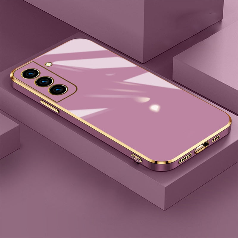 Etui na telefon ze złotą obwódką do Samsung Galaxy | Ochronne etui z TPU z miękką podszewką z mikrofibry | Sansoti