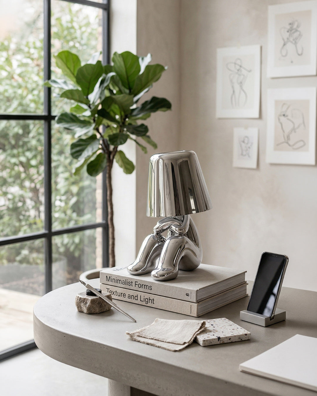 Metalen Tafellamp Sculptuur Figuur Sfeerlicht Touch Dimbaar LED Nachtlampje Goud Zilver Modern Design Decoratief | Sansoti