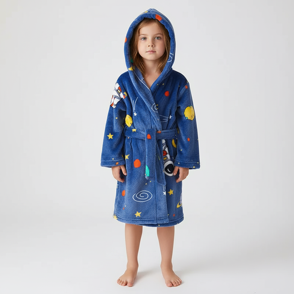Zachte Kinderbadjas Fluffy Fleece met Capuchon Ochtendjas Jongens Meisjes 2-12 Jaar Warme Badjassen Badkamer | Sansoti