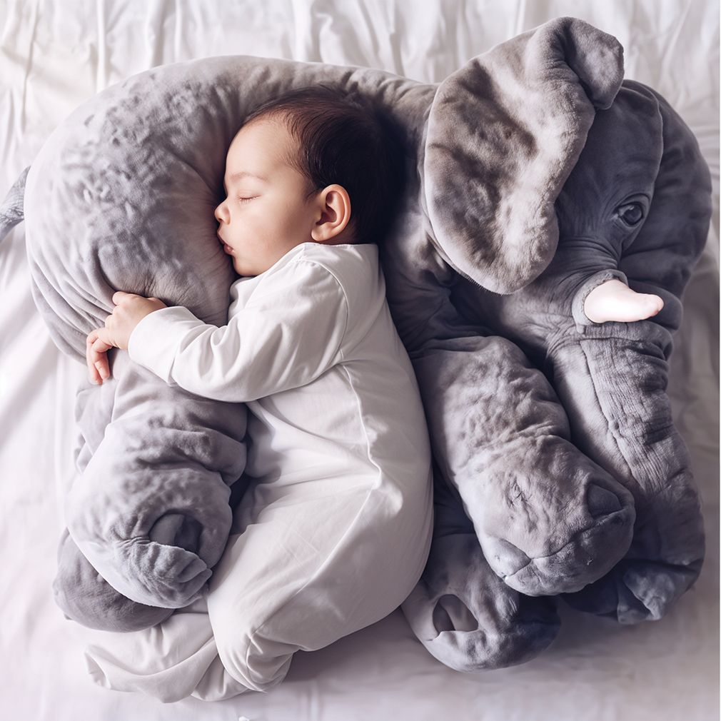 Pluche Olifant Knuffelkussen – Zacht Comfort Kussen voor Kinderkamer en Ontspanning | Sansoti
