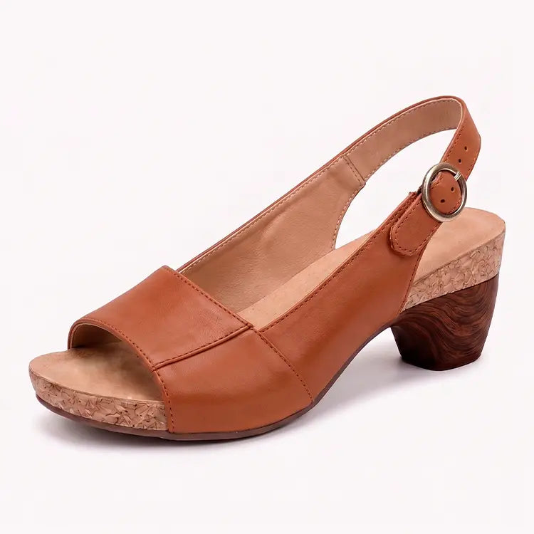 Dames Sandalen met Ronde Neus – Comfortabele Zomersandalen in Leer – Rubberen Zool | Sansoti
