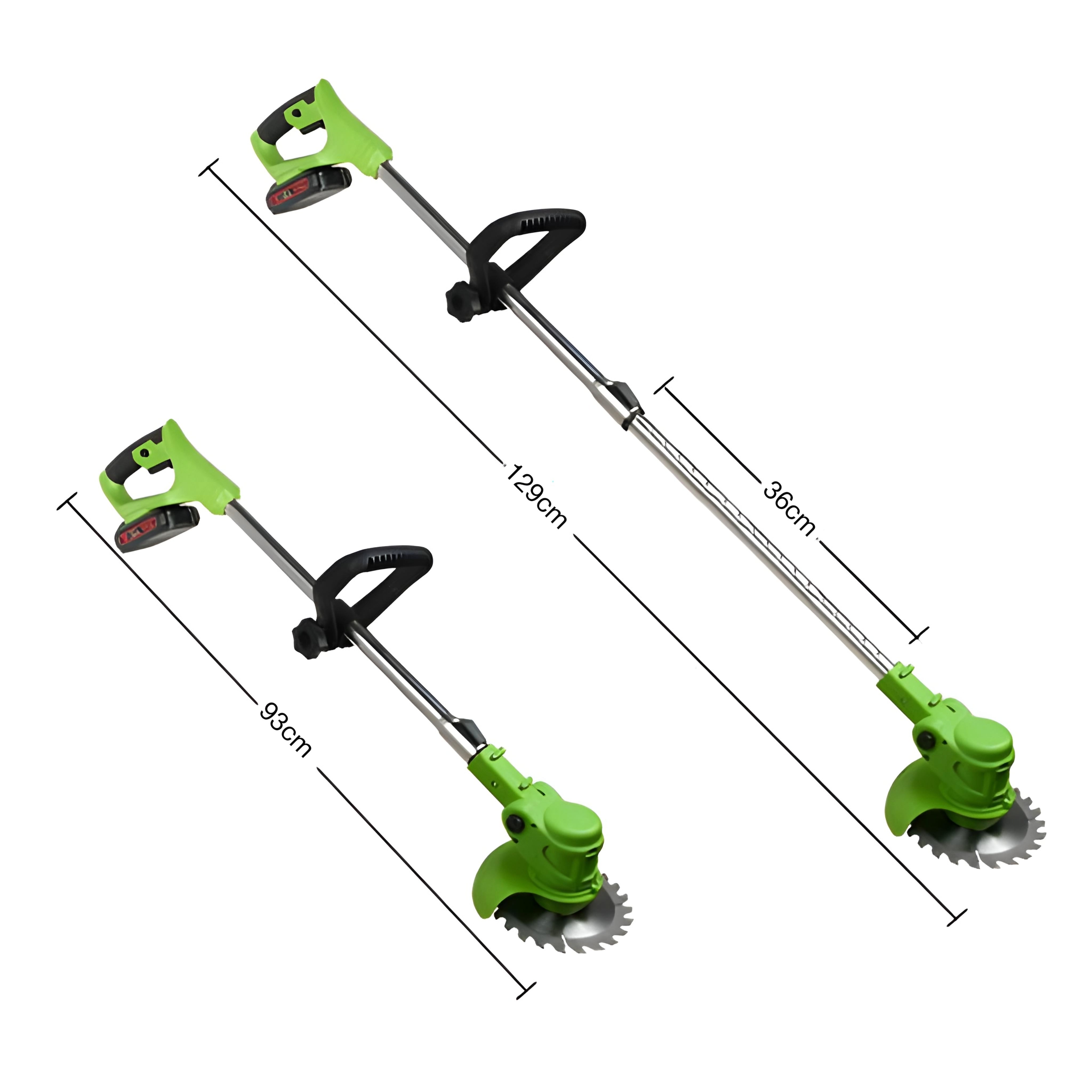 Kabelloser, wiederaufladbarer Rasentrimmer 24 V, 600 W, teleskopierbar 92–122 cm, Metallmesser, Unkrautschneider für den Garten und Rasen | Sansoti