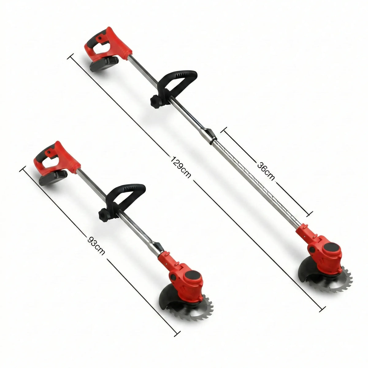Kabelloser, wiederaufladbarer Rasentrimmer 24 V, 600 W, teleskopierbar 92–122 cm, Metallmesser, Unkrautschneider für den Garten und Rasen | Sansoti