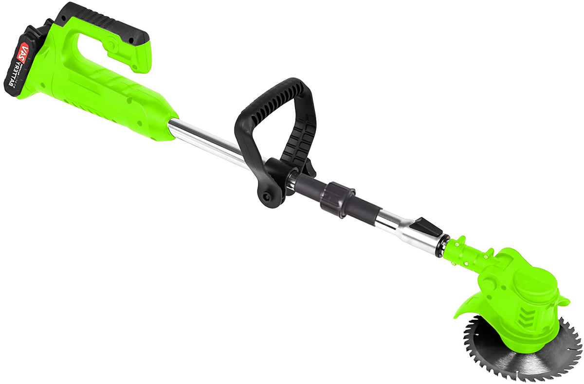 Kabelloser, wiederaufladbarer Rasentrimmer 24 V, 600 W, teleskopierbar 92–122 cm, Metallmesser, Unkrautschneider für den Garten und Rasen | Sansoti