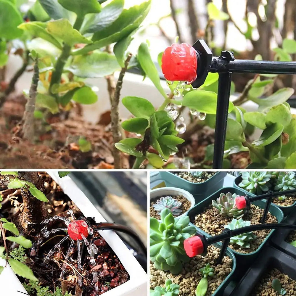 Tropfbewässerungs-Sprühdüsen, 360° drehbar, 50 Stück, automatisch und wassersparend, Gartenbewässerung für Garten und Gemüsegarten | Sansoti