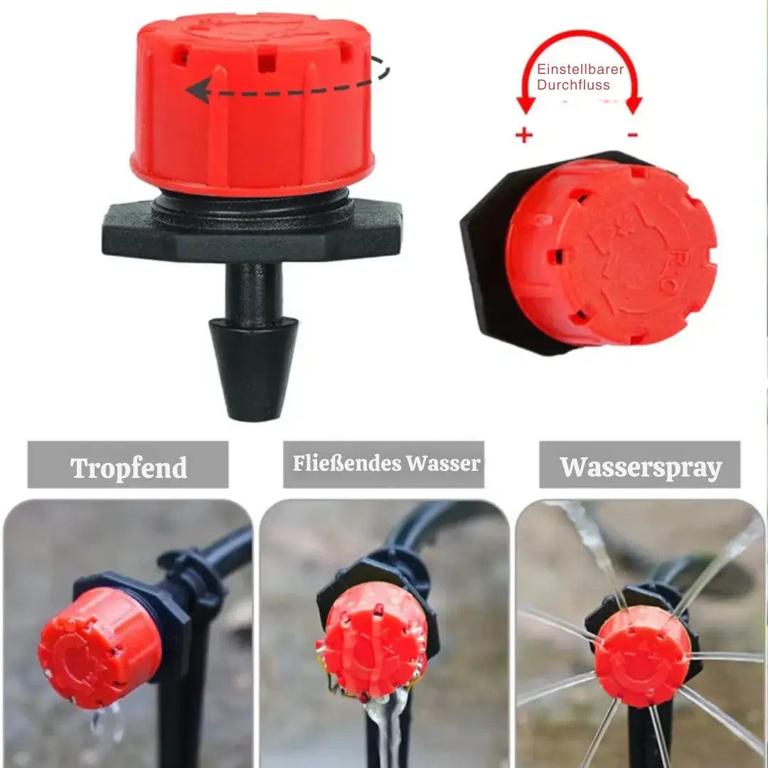 Tropfbewässerungs-Sprühdüsen, 360° drehbar, 50 Stück, automatisch und wassersparend, Gartenbewässerung für Garten und Gemüsegarten | Sansoti