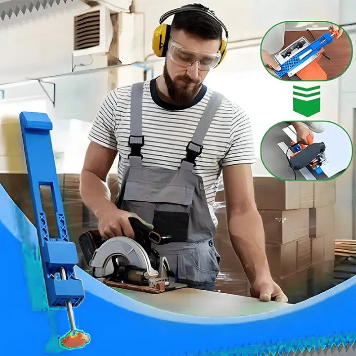 Precisiegeleider voor Snijwerkzaamheden — Verstelbare Breedten ABS 29x46cm Blauw — Stabiele Geleider voor Zaag en Freesmachine zonder Boren | Sansoti