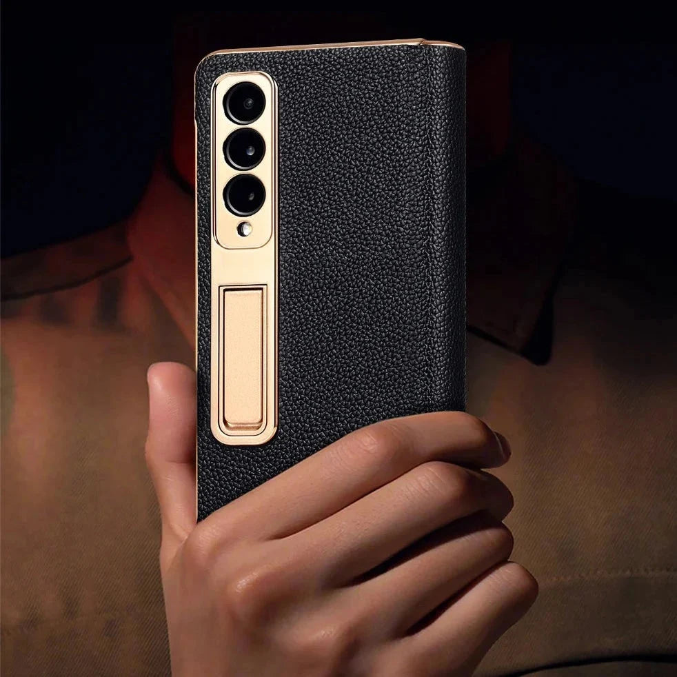 Leren Telefoonhoes met Standaard voor Opvouwbare Telefoons - Beschermend Stijlvol Foldable Cover Accessoire | Sansoti
