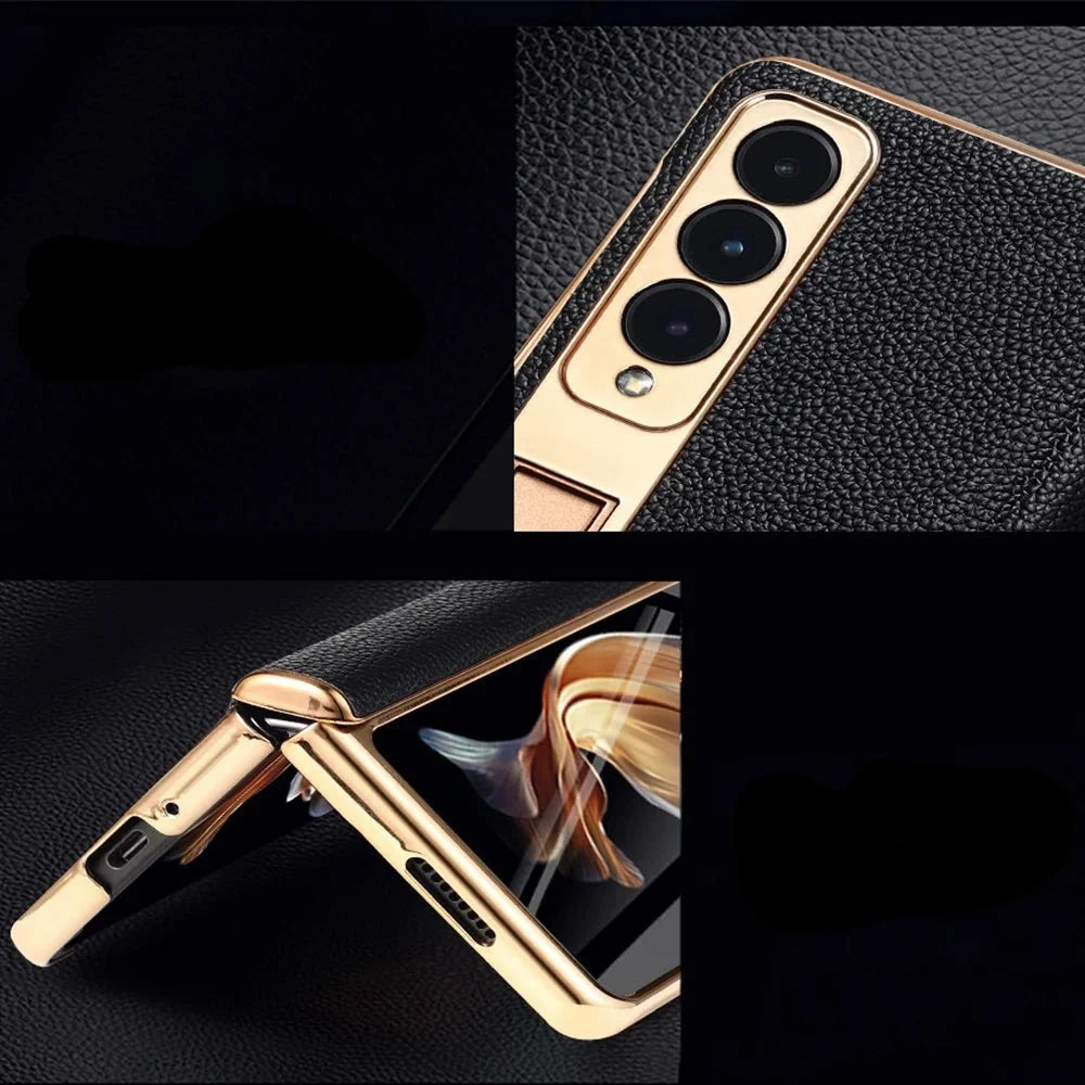 Leren Telefoonhoes met Standaard voor Opvouwbare Telefoons - Beschermend Stijlvol Foldable Cover Accessoire | Sansoti