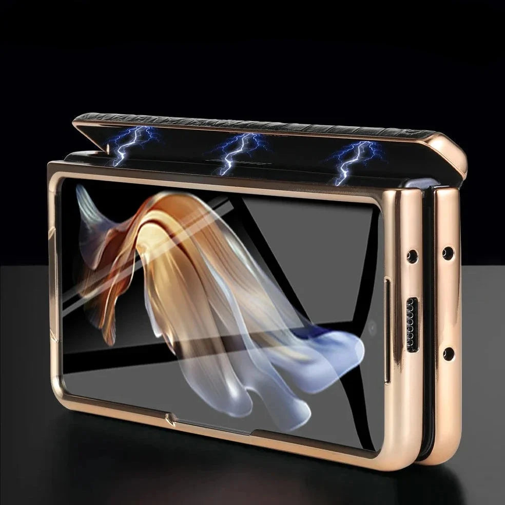 Leren Telefoonhoes met Standaard voor Opvouwbare Telefoons - Beschermend Stijlvol Foldable Cover Accessoire | Sansoti