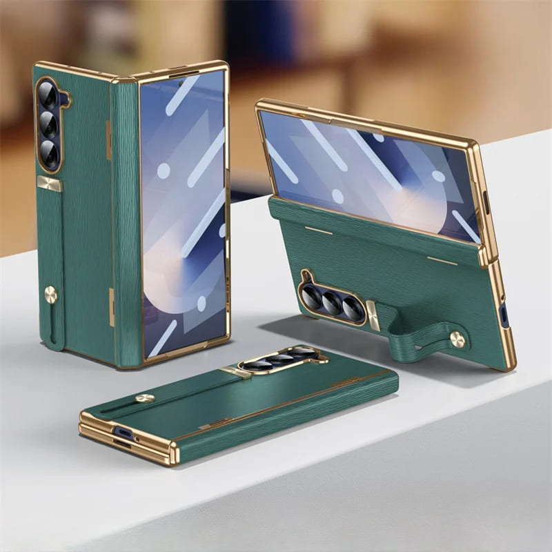 Leren Telefoonhoes met Standaard voor Opvouwbare Telefoons - Beschermend Stijlvol Foldable Cover Accessoire | Sansoti