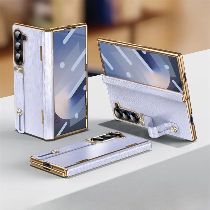 Leren Telefoonhoes met Standaard voor Opvouwbare Telefoons - Beschermend Stijlvol Foldable Cover Accessoire | Sansoti