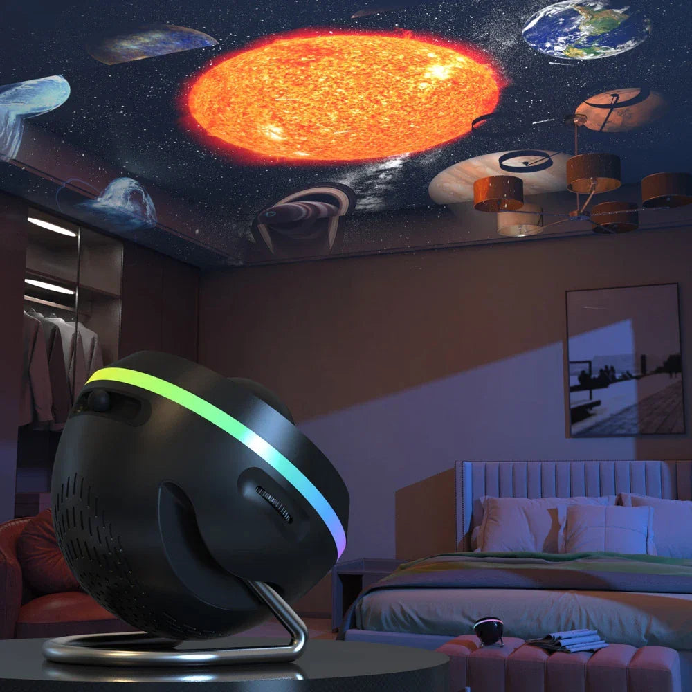 LED-Sternenprojektor mit Nebeleffekt, schwarz-weiß | Galaxy-Ambientebeleuchtung mit Fernbedienung für das Schlafzimmer | Sansoti