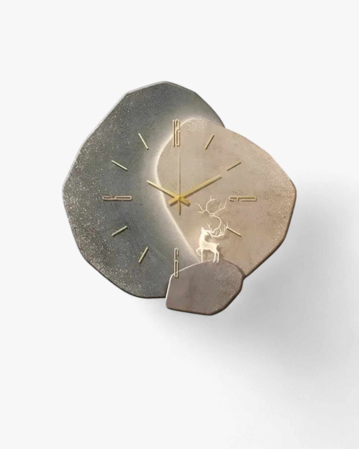 Wandklok met Maanreliëf en Optionele Verlichting Zwart Goud Betonlook Scandinavisch Interieur Decoratief Tijdweergave Woonkamer Slaapkamer Kantoor Modern Minimalistisch Wanddecoratie | Sansoti