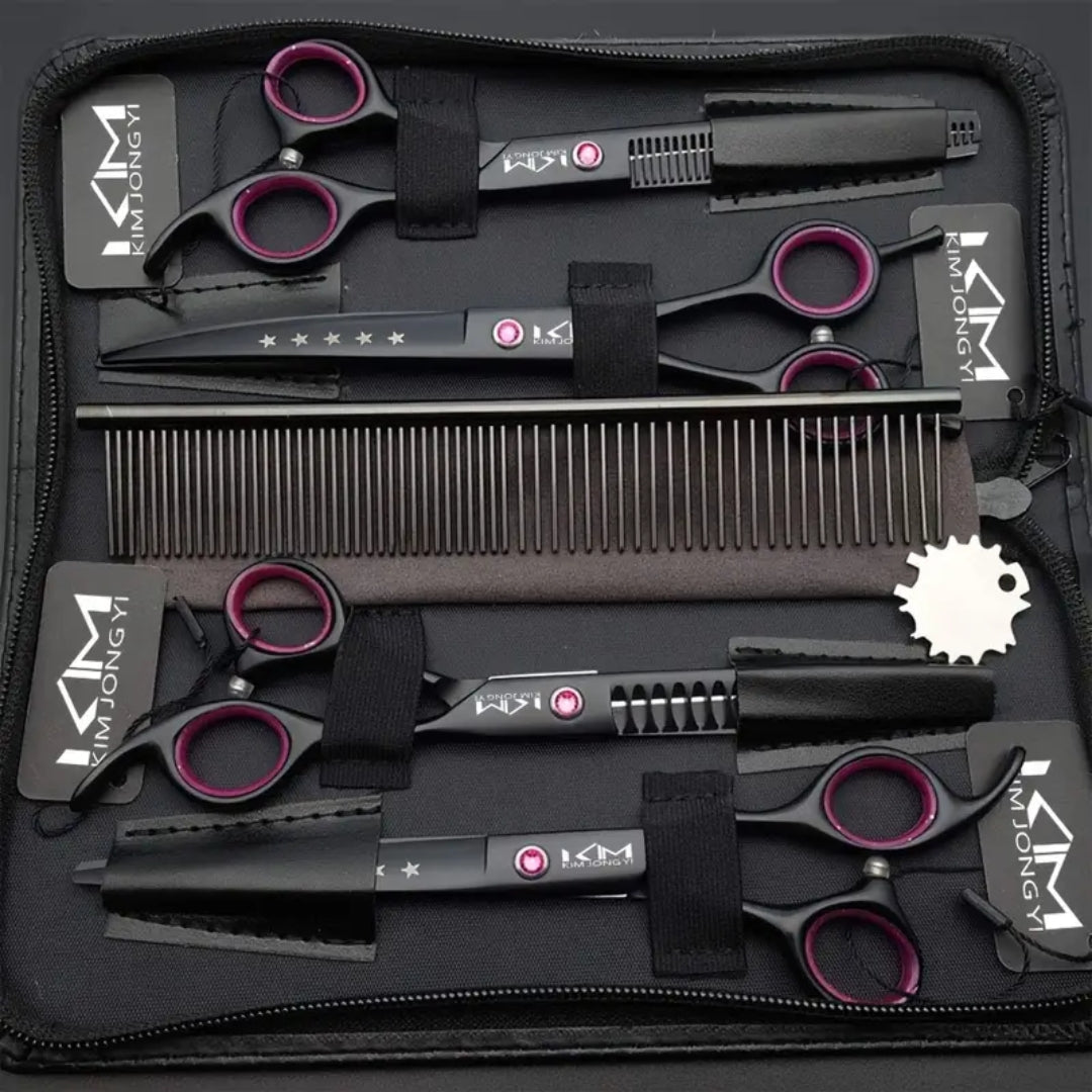 Professionele Huisdier Trimset – Roestvrij Staal Scharen voor Honden en Katten – 4-delige Vachtonderhoud Kit | Sansoti