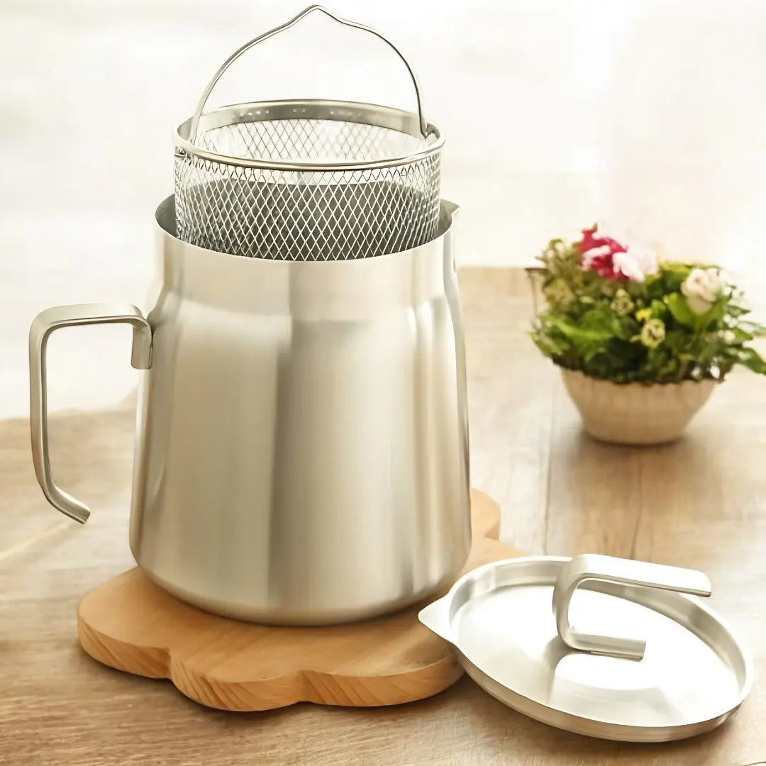 Friteuse Inox Filtre Intégré Réutilisation Huile 2-en-1 Tamis Friture Cuisine | Restfield