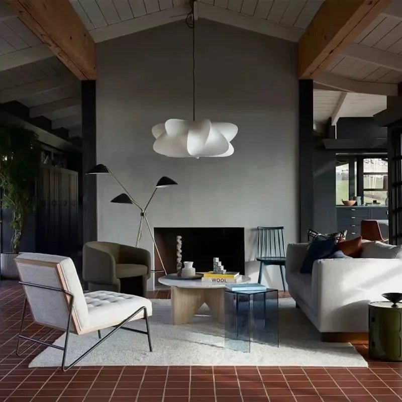 Hanglamp Wabi Sabi Zijde Metaal Beige E27 Eettafel Woonkamer Organisch Design Japandi Interieur Zachte Verlichting | Sansoti