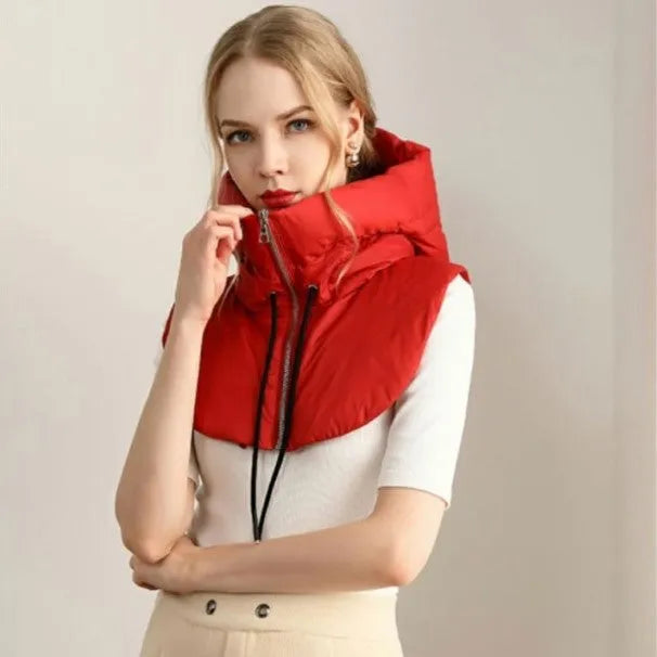 Écharpe à capuche, tour de cou tricoté à fermeture éclair pour femmes, hiver, en polyester et coton, confortable, doux et chaud | Sansoti
