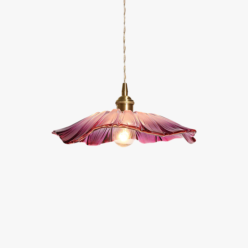 Glas-Blumen-Decken- und Hängeleuchte mit Messing-Innenlicht im Retro-Design für Esszimmer und Schlafzimmer | Sansoti