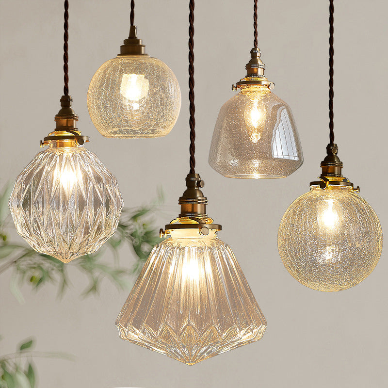 Suspension Verre Cristal Transparent Scandinave Rétro E27 15cm LED Salle à manger Salon Minimaliste | Restfield