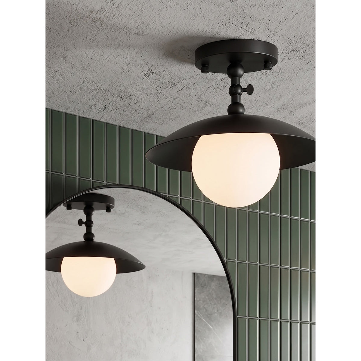 Ceiling Light with Glass Shade and Brass Finish, 25,5 cm, Luxury Decorative Lighting for Hallway, Corridor and Living Room | Sansoti