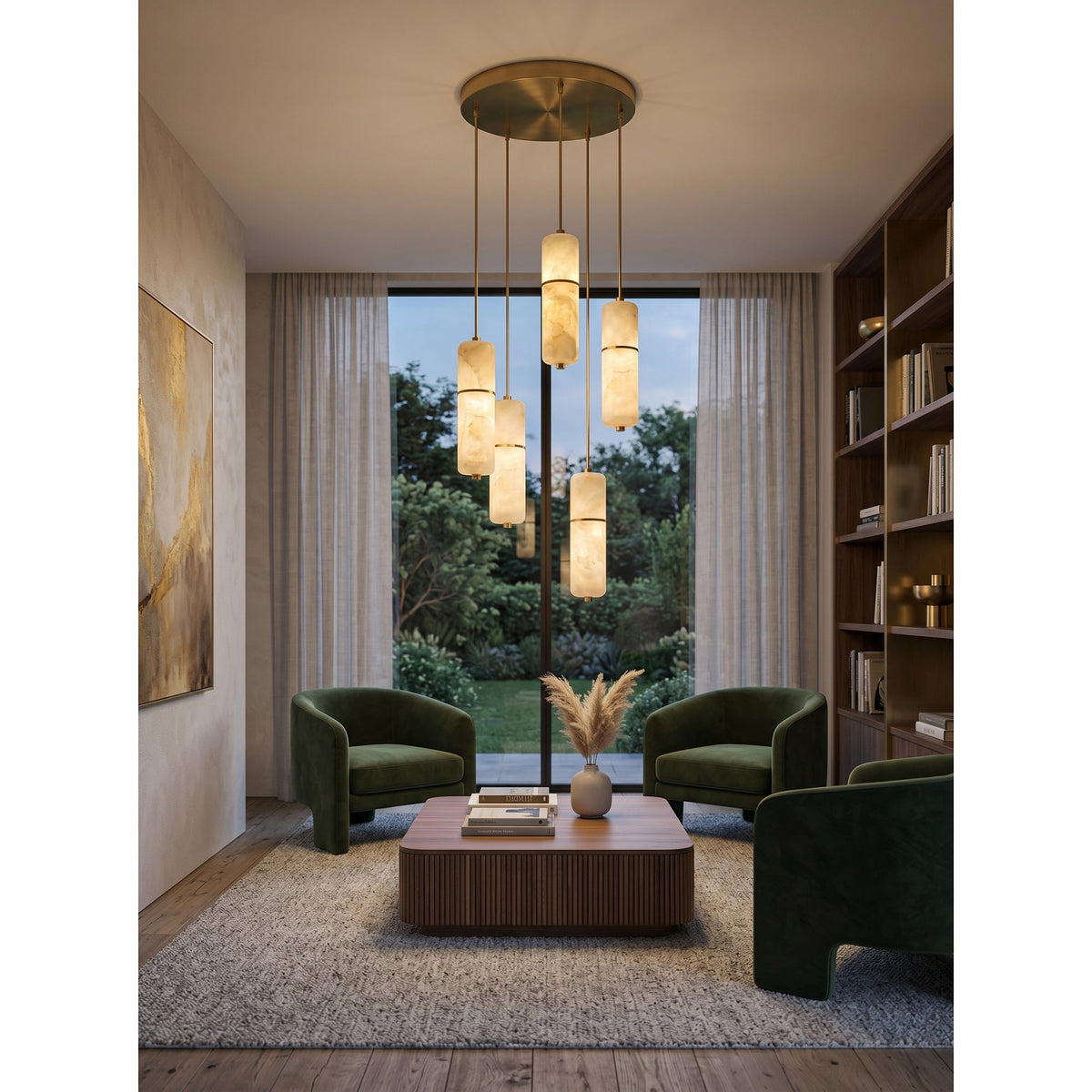 Kronleuchter Messing Alabaster LED Pendelleuchte 1-15 Leuchtpunkte Esszimmer Wohnzimmer Treppenhaus Stimmungsvolle Luxusbeleuchtung | Sansoti