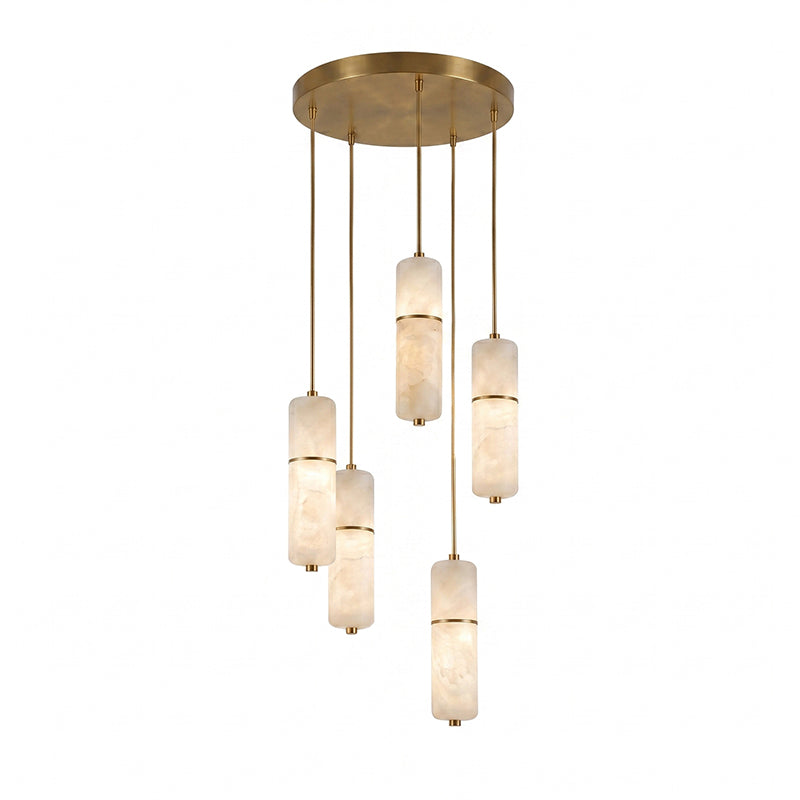 Kronleuchter Messing Alabaster LED Pendelleuchte 1-15 Leuchtpunkte Esszimmer Wohnzimmer Treppenhaus Stimmungsvolle Luxusbeleuchtung | Sansoti