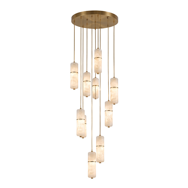 Kronleuchter Messing Alabaster LED Pendelleuchte 1-15 Leuchtpunkte Esszimmer Wohnzimmer Treppenhaus Stimmungsvolle Luxusbeleuchtung | Sansoti
