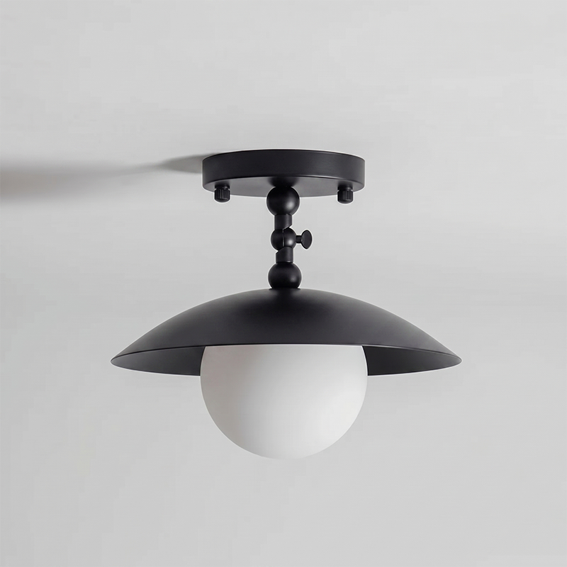 Ceiling Light with Glass Shade and Brass Finish, 25,5 cm, Luxury Decorative Lighting for Hallway, Corridor and Living Room | Sansoti
