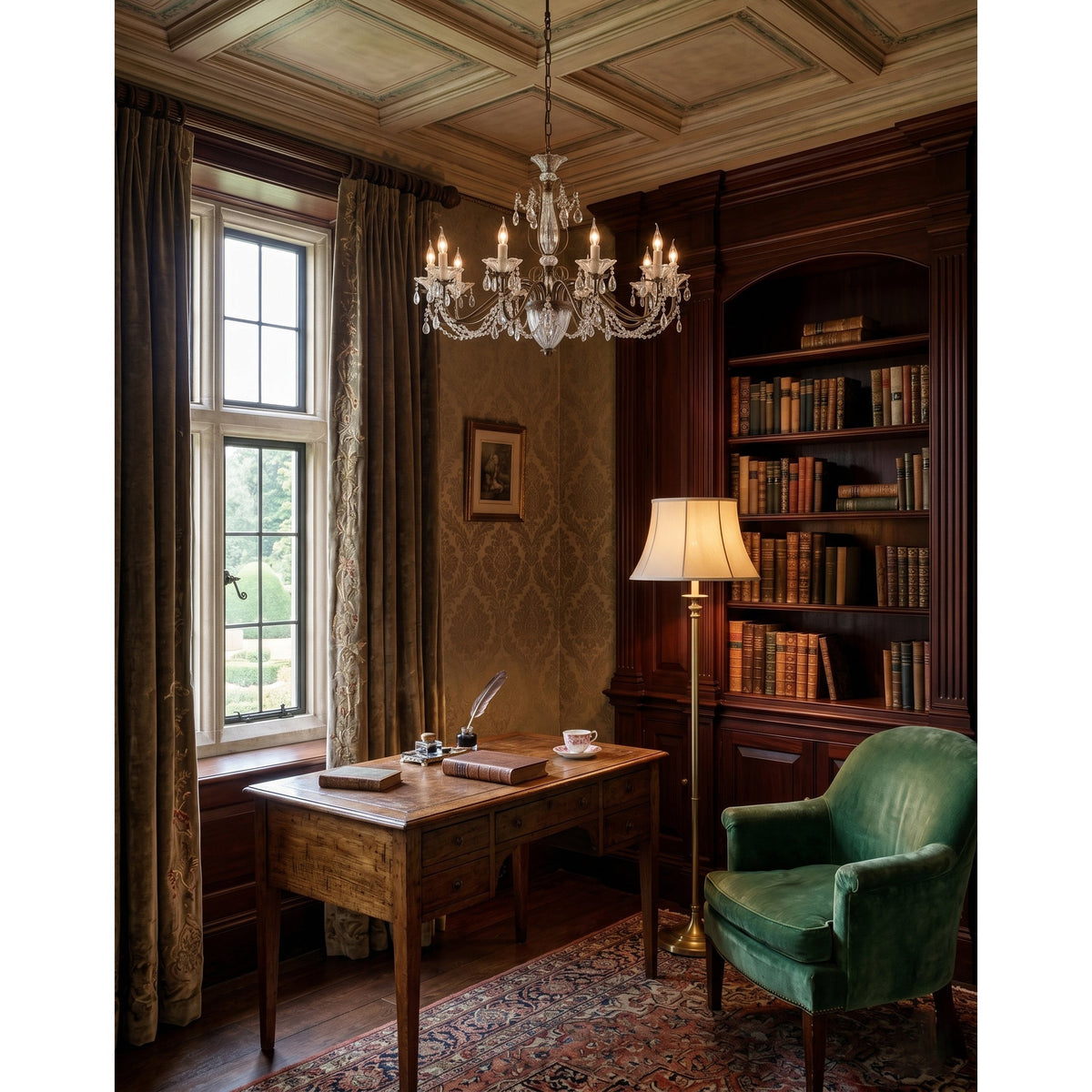 Lustre en cristal avec abat-jour en verre, fer doré, candélabre réglable et à intensité variable, moderne, pour salle à manger et salon | Sansoti