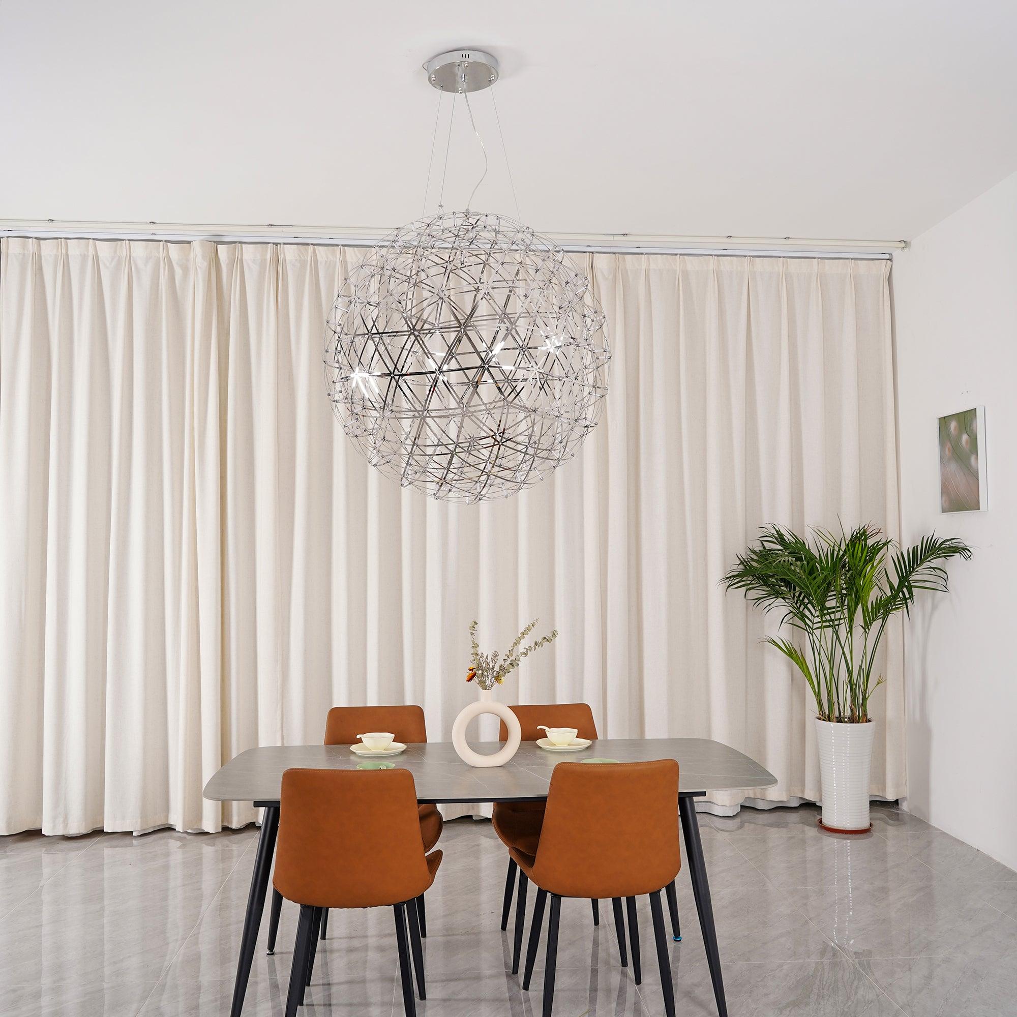 LED Hanglamp Bol Zilver Sfeerverlichting Moderne Lichtbol met Dimbare Lichtpunten Transparante Kristalbol Decoratief Scandinavisch Warm Wit Industrieel Design Interieurlamp | Sansoti