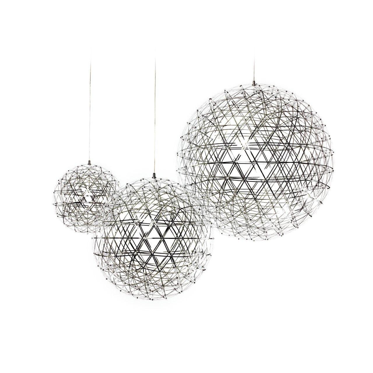 LED Hanglamp Bol Zilver Sfeerverlichting Moderne Lichtbol met Dimbare Lichtpunten Transparante Kristalbol Decoratief Scandinavisch Warm Wit Industrieel Design Interieurlamp | Sansoti