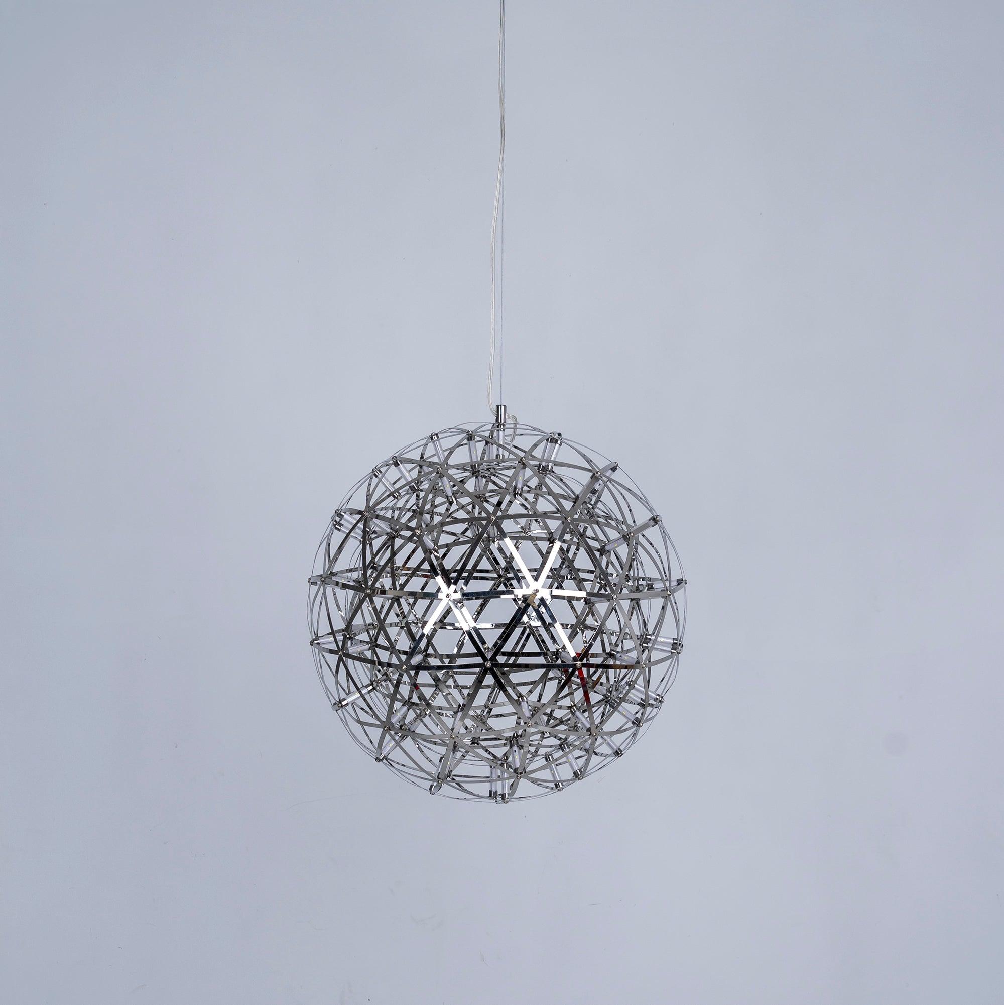 LED Hanglamp Bol Zilver Sfeerverlichting Moderne Lichtbol met Dimbare Lichtpunten Transparante Kristalbol Decoratief Scandinavisch Warm Wit Industrieel Design Interieurlamp | Sansoti