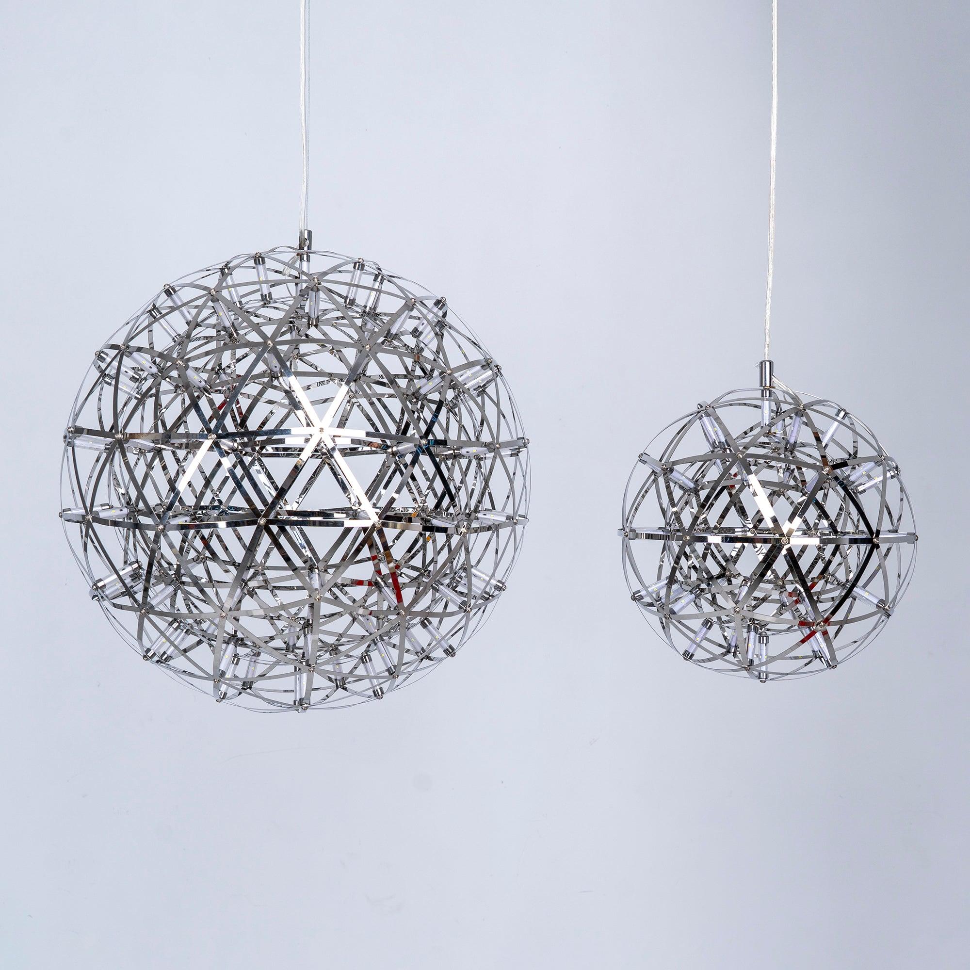 LED Hanglamp Bol Zilver Sfeerverlichting Moderne Lichtbol met Dimbare Lichtpunten Transparante Kristalbol Decoratief Scandinavisch Warm Wit Industrieel Design Interieurlamp | Sansoti