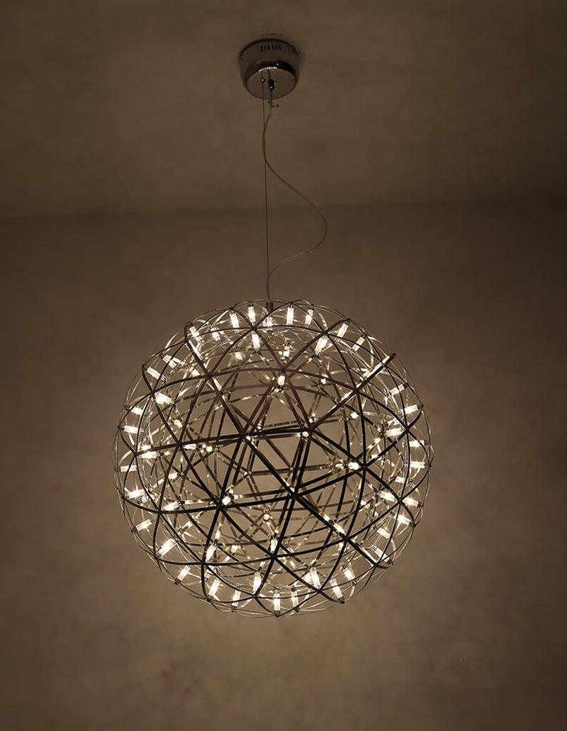 LED Hanglamp Bol Zilver Sfeerverlichting Moderne Lichtbol met Dimbare Lichtpunten Transparante Kristalbol Decoratief Scandinavisch Warm Wit Industrieel Design Interieurlamp | Sansoti
