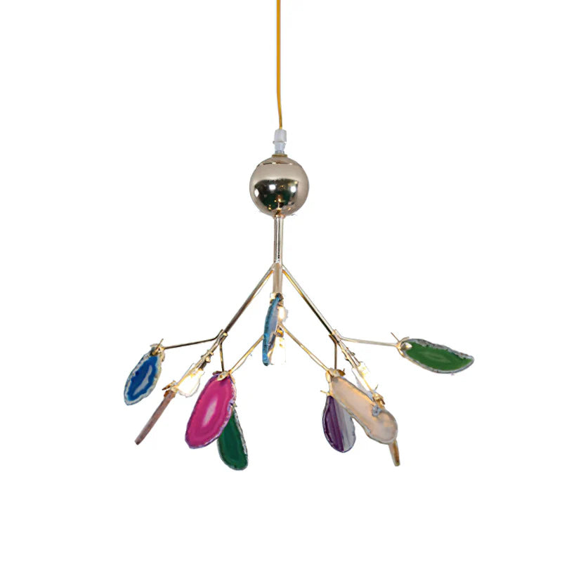 Agaat Kristal Kroonluchter met Natuursteen – Exclusieve Hanglamp voor Eetkamer, Woonkamer en Kantoor | Sansoti