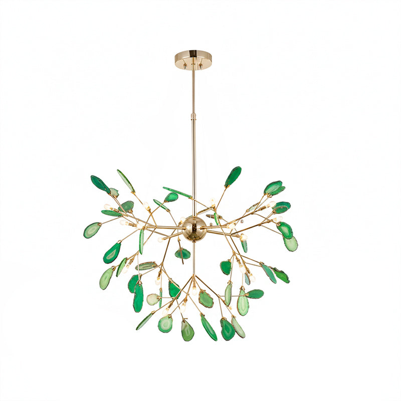 Agaat Kristal Kroonluchter met Natuursteen – Exclusieve Hanglamp voor Eetkamer, Woonkamer en Kantoor | Sansoti