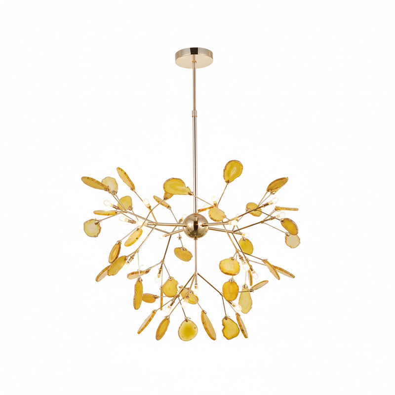 Agaat Kristal Kroonluchter met Natuursteen – Exclusieve Hanglamp voor Eetkamer, Woonkamer en Kantoor | Sansoti