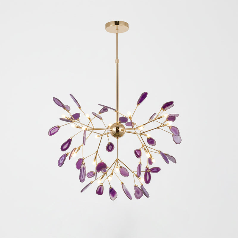 Agaat Kristal Kroonluchter met Natuursteen – Exclusieve Hanglamp voor Eetkamer, Woonkamer en Kantoor | Sansoti
