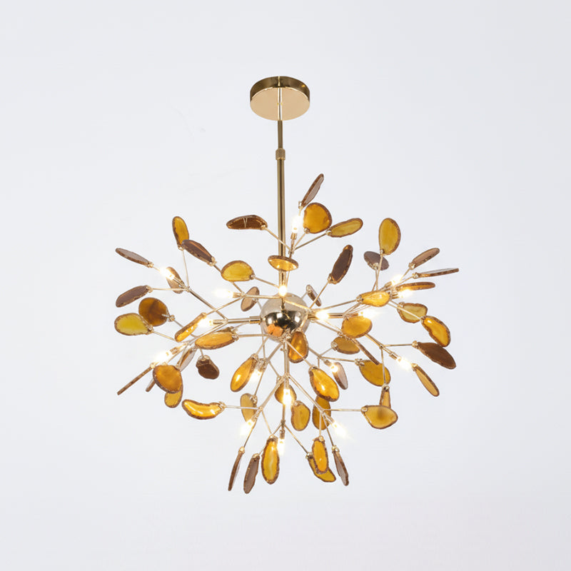 Agaat Kristal Kroonluchter met Natuursteen – Exclusieve Hanglamp voor Eetkamer, Woonkamer en Kantoor | Sansoti